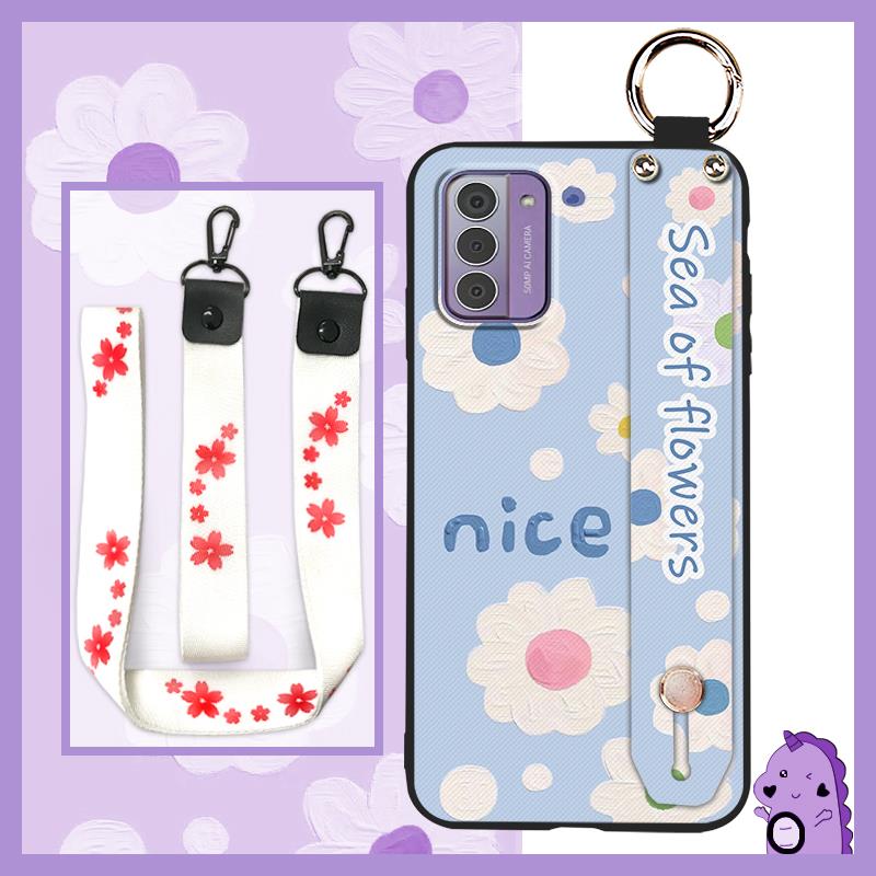 Lanyard Protective Phone Case For Nokia G42 5G Wristband Ring Kickstand Anti-dust Oil Painting Back Cover Wrist Strap