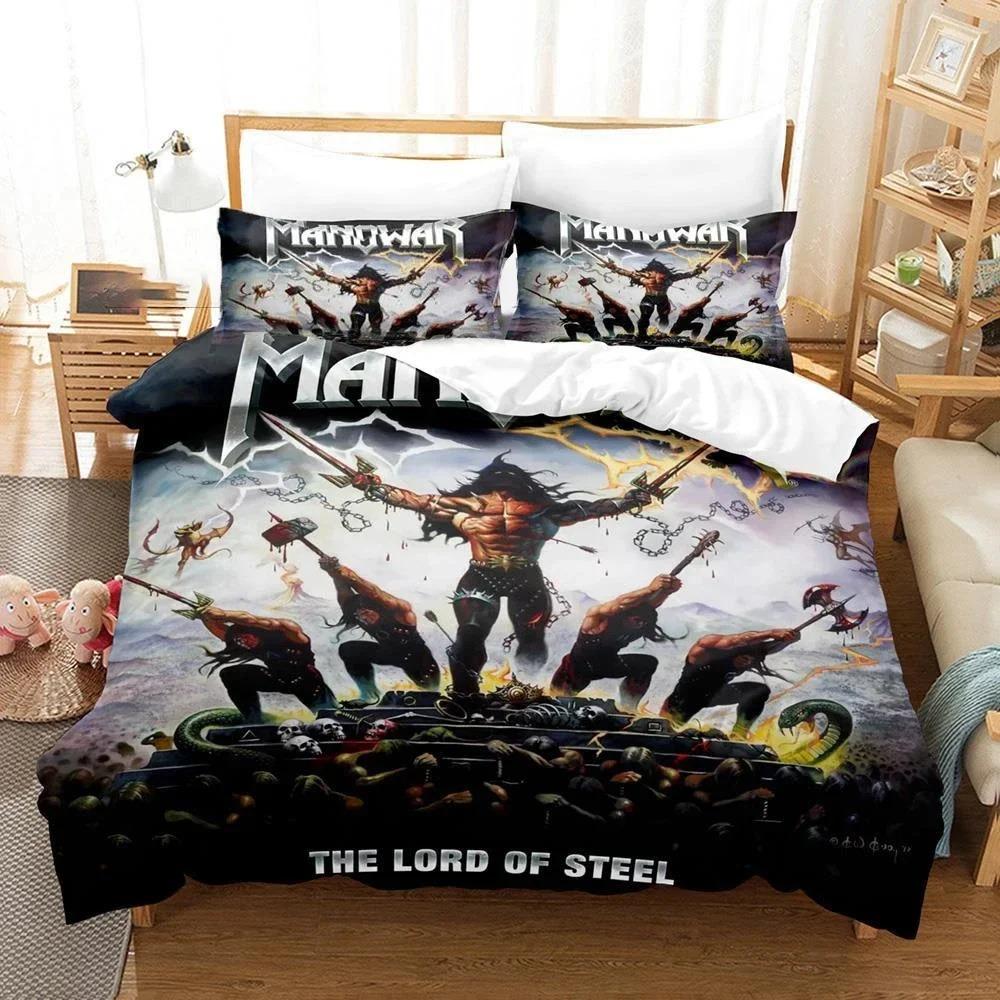 3PCS Single-sided Printed Quilt Cover Heavy Metal Band Printed Bedding Sets Comfortable Bedspreads ComforterDuvet Birthday Gift