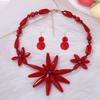 Большое красное цветочное ожерелье, серьги-тыквы, набор, европейская и американская мода, креативные преувеличенные универсальные украшения из смолы для женщин