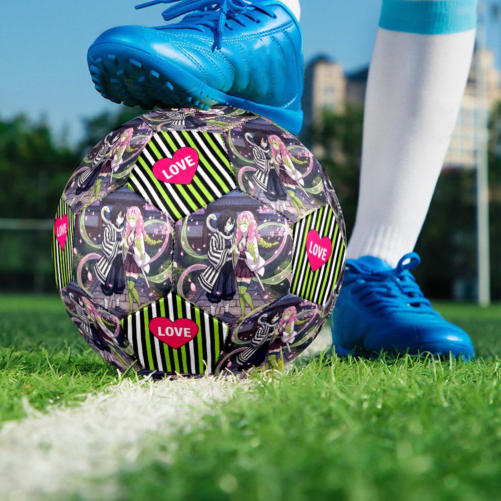 1pc Demon Slayer Kimetsu no Yaiba Soccer Ball Size 5 Indoor Soccer Ball Fashion Colorful Backyard Game - Great For Sports Fans Gift HE30