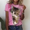 3d Kawaii Cat Print Tshirts Women's T Shirts Funny Fashion Short Sleeve Top Women Y2k Oversized Female Clothing Aesthetics Tees