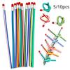 10/5pcs 7 Inch Flexible Pencils Soft Novelty Pencil Multi Colored Striped Soft Pencil with Eraser for Valentine's Day Children