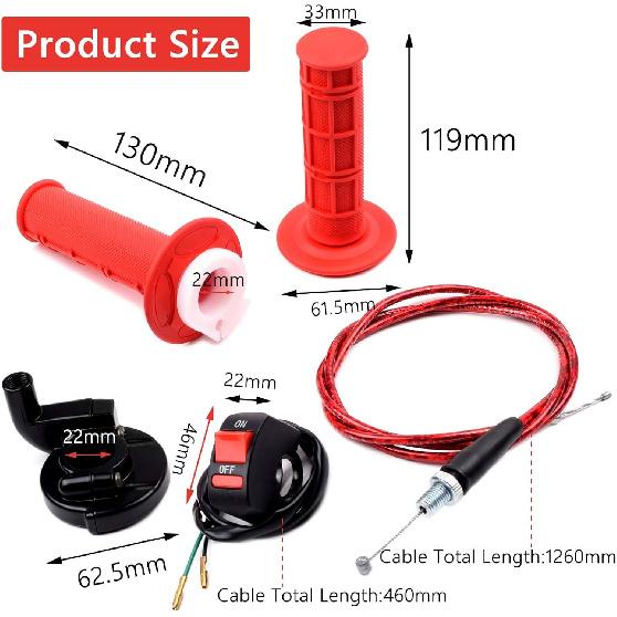 7/8" 22Mm Twist Throttle Accelerator Soft Rubble Handle Grip Cable Kit For 50Cc 90Cc 110Cc 125Cc 4-Stroke SSR Coolster Apollo CRF50 Roketa