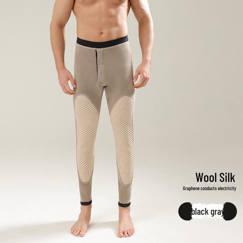 Унисекс-штаны из шерсти и шелка с бархатной подкладкой на коленях — высокая талия, плотные и удобные для пар среднего и пожилого возраста