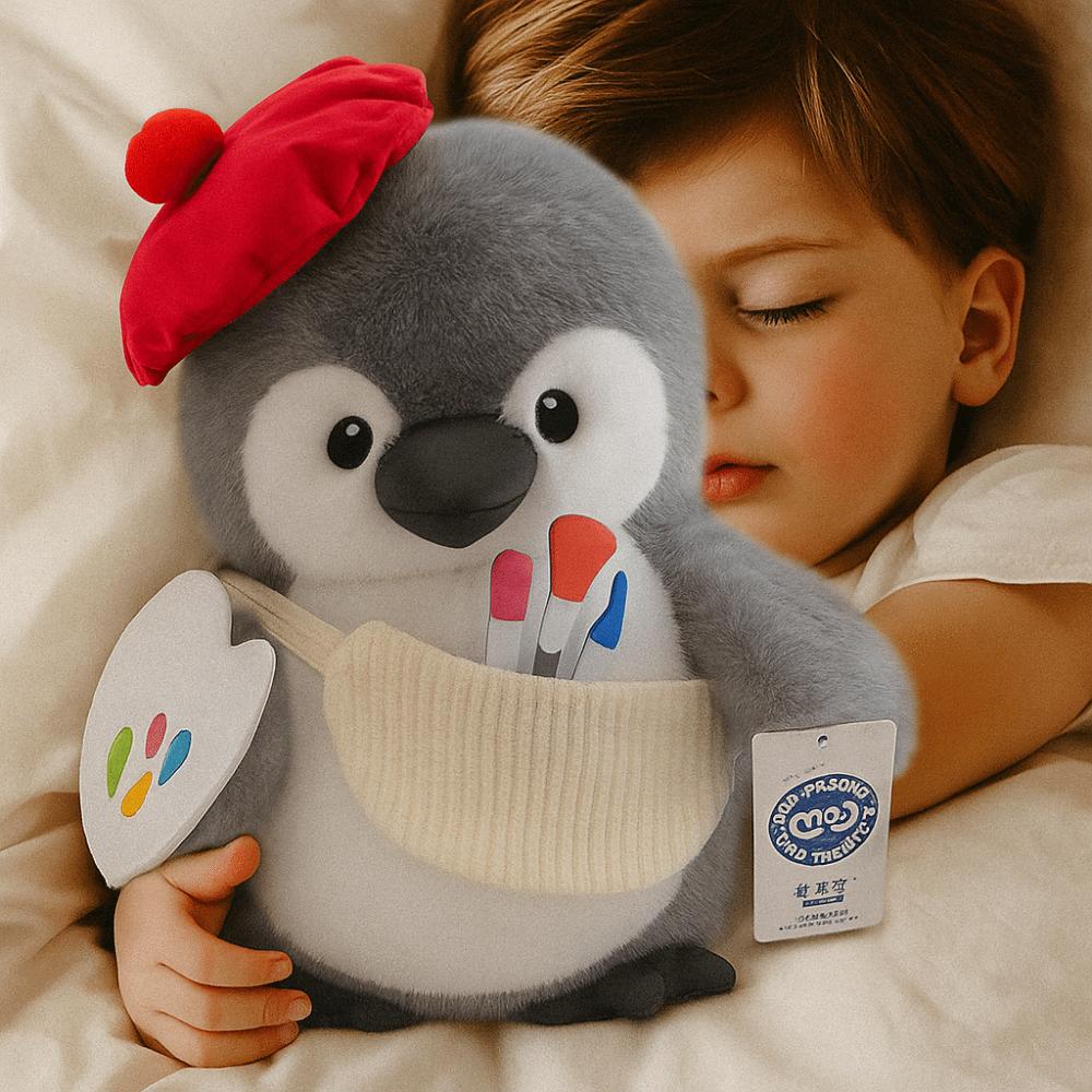 Handmade Chef Penguin Plush Doll Interactive Penguin Painter Stuffed Toys  Home Decor