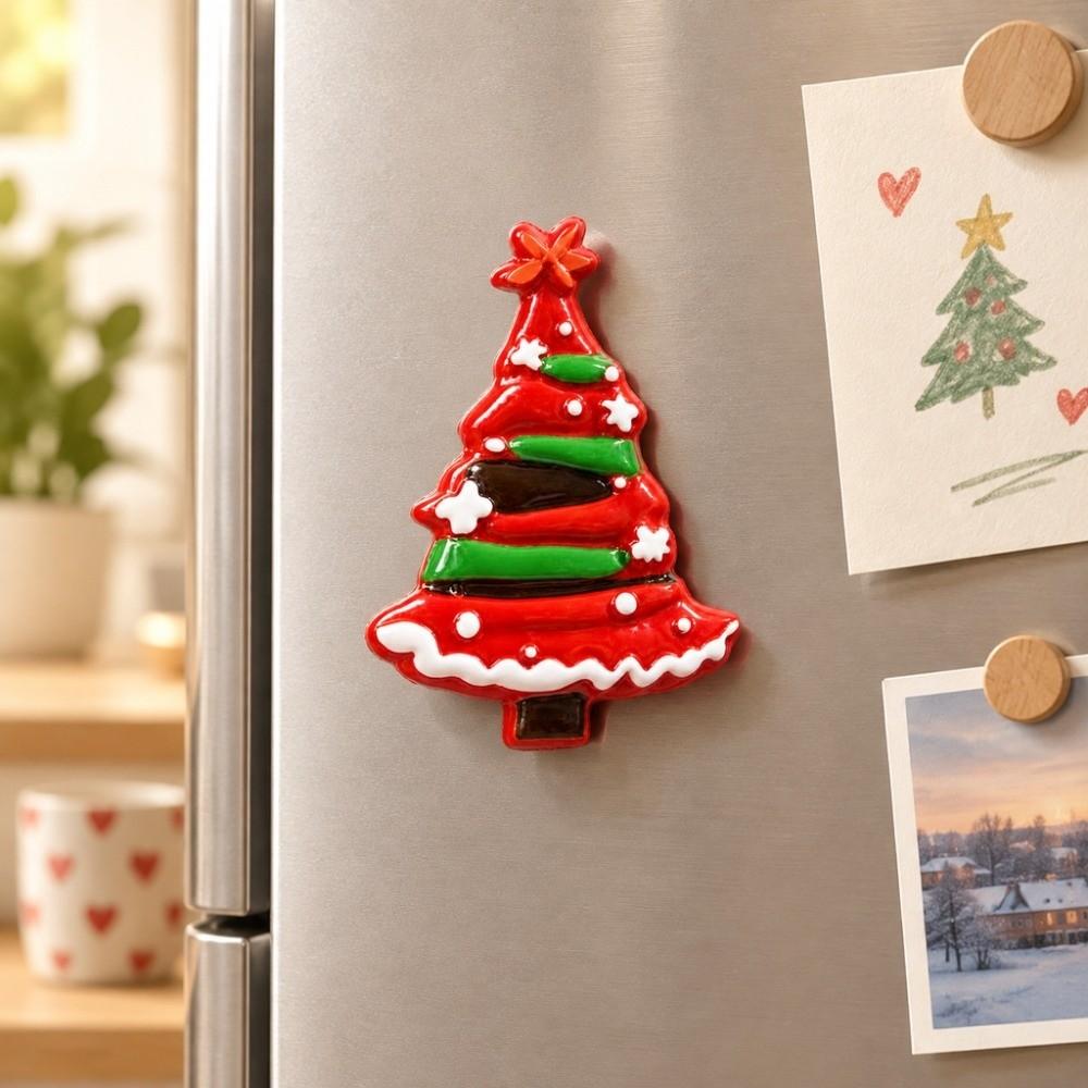 Christmas Theme Fridge Magnet 3D Relief 3D Refrigerator Stickers Refrigerator Magnet Kitchen Decor