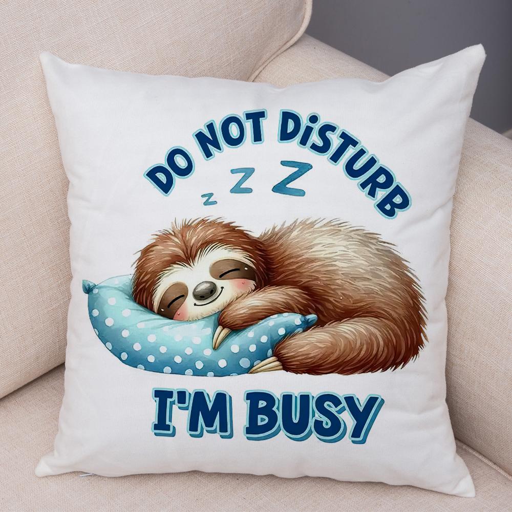 Smiling Monkey Pillowcase Double Print Do Not Disturb Sloth Cushion Cover Soft Plush Sassy Duck Pillowcase for Sofa Home Car