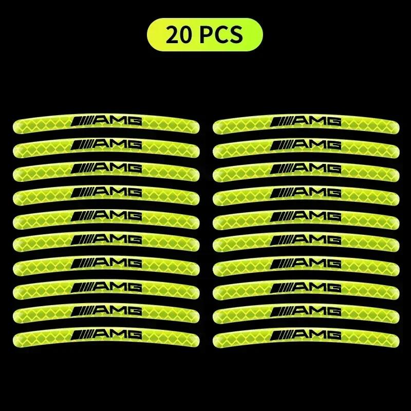 Hot W204 2025 Hot New 20pcs Luminous Car Wheel Hub Stickers High Reflective Stripe Tape For Mercedes Benz B/C/E/S Class A Class