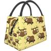 Cute Sloths On Yellow Lemons Lunch Bag Insulated Tote Bag Foldable Reusable Portable Thermal Bento Bag for Office Picnic Travel