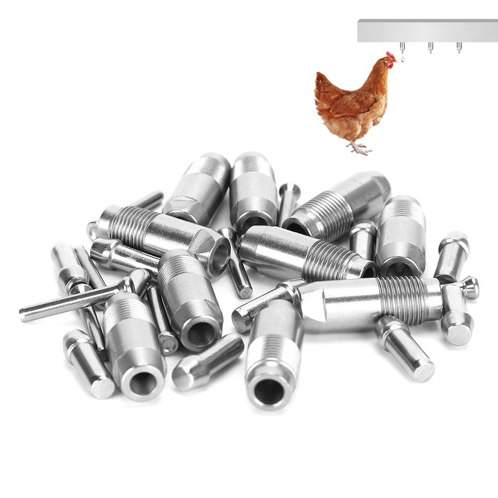 10pcs Stainless Steel Chicken Water Nipple Drinker Feeder Automatic Chicken Drinking Nipple