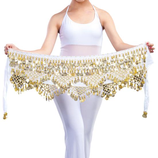 Velvet Belly Dance Waist Chain with Coin Lace-up Lightweight Women Dancing Waist Belt Dancer Accessories