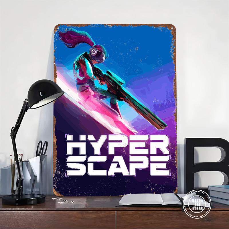 Постер с принтом игры Hyper Scape Индивидуальное настенное искусство Ретро Винтажные Металлические Жестяные Вывески для Декора Интерьера Декор Гостиной Мужчины