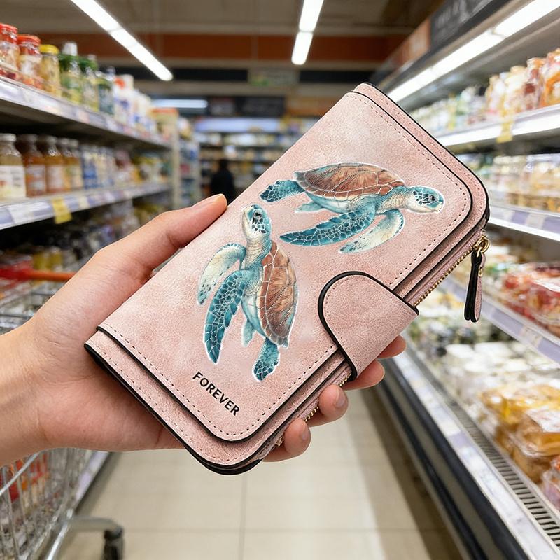 Женский кошелек-черепаха длинный трехскладной держатель для карт много карманов кошелек на молнии с принтом для наличных удостоверения личности кредитных карт подарок с забавным дизайном хранение карт