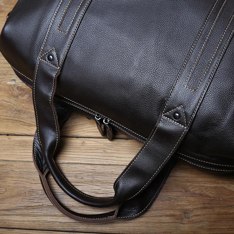 NZPJ Vintage Leather Men Travel Bag Natural Cowhide Handbag Casual Shoulder Messenger Computer Bag Large Capacity Luggage Bag
