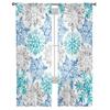 Christmas Blue Green Snowflakes Bedroom Transparent Sheer Curtains Holiday Decoration Window Voile Tulle Curtain