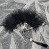 Beautiful Lolita Han Chinese Cheongsam Clothing Accessories Durable Retro Feather Summer Hand Fan Home Supplies Folding Fan