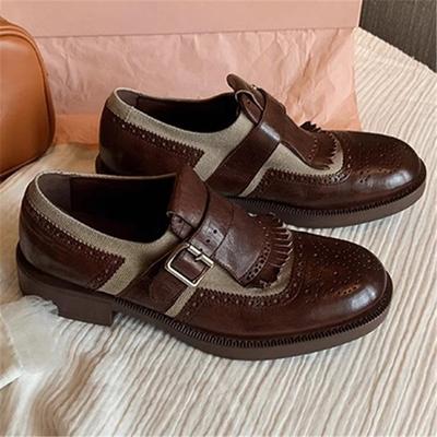 Модные туфли из кожи с кисточками в британском стиле, модные туфли-лодочки на толстой подошве с пряжкой на ремне, повседневные туфли-лодочки разных цветов, роскошные дизайнерские туфли-лодочки