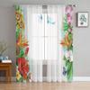 Тропические цветы и листья Прозрачная занавеска для гостиной Современная вуаль Тюль Оконные занавески для спальни Кухонные шторы