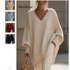 Женский Европейский и Американский Осенне-Зимний Круглый Вырез Свитер Вязаный - Свободный Крой, Однотонное Платье
