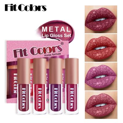 Набор из 4 блесков для губ Fit Colors. Бархатная чашка с антипригарным покрытием. Невыцветающий блеск для губ с бриллиантами.