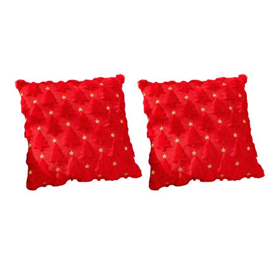 2 шт. Наволочки для декоративных подушек с рисунком рождественской елки, мягкие плюшевые рождественские наволочки, моющиеся декоративные наволочки для дивана-кровати
