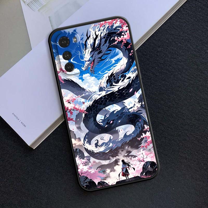 Чехол для телефона с дизайном дракона в стиле аниме для Motorola G85 Edge 50 G24 G35 G14 G04 40 G72 G34 G G54 G13 G32 5G Черный