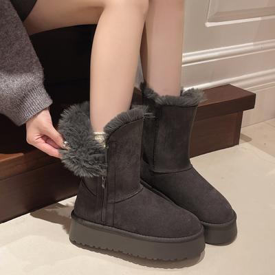 Женские мягкие эластичные шлепанцы на толстой подошве, складывающиеся, два способа носки, зимние меховые, теплые, с холодозащитной подкладкой, нескользящие, износостойкие, повседневные спортивные хлопковые ботинки