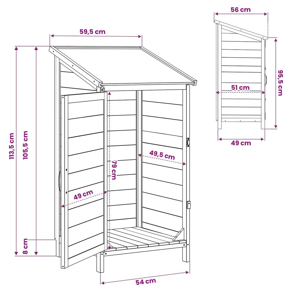 Garden Shed Gray 59 x 56 x 113.5 cm Solid Spruce Wood