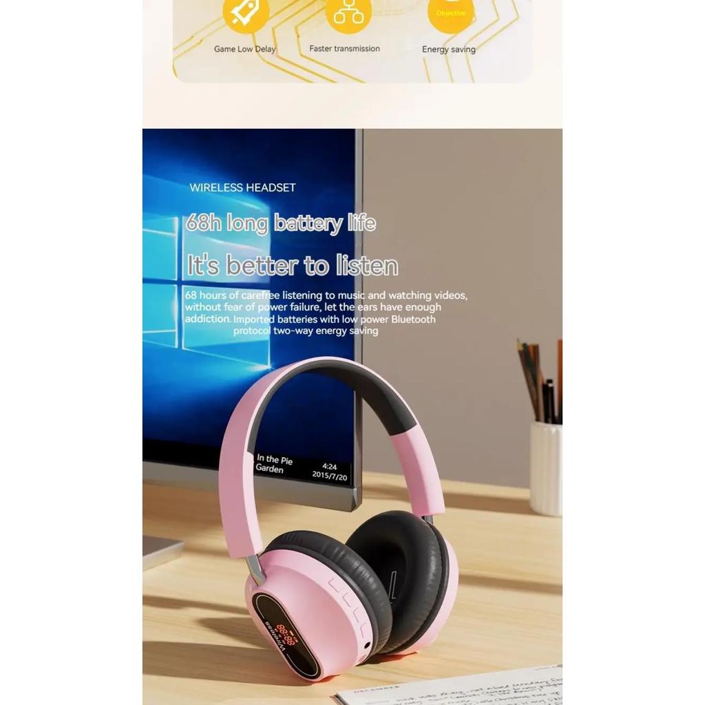 Цифровой дисплей Беспроводные Bluetooth-наушники Гарнитуры с шумоподавлением Hi-Fi Стереонаушники Спортивные геймерские наушники Поддержка TF/FM