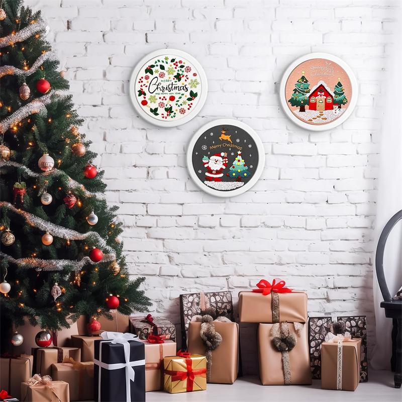 1 Piece Christmas Embroidery Starter Kit Stamped Cross Stitch Kit for Beginner