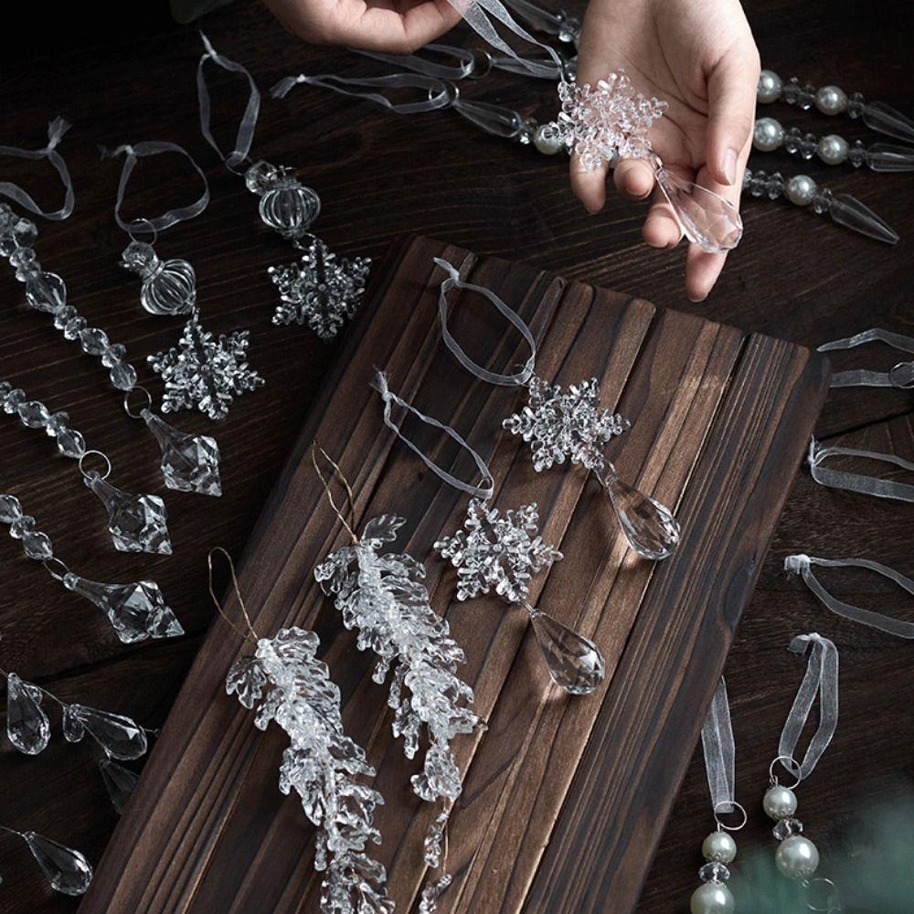 Снежные бусины Звездные капли Прозрачные рождественские украшения Рождество