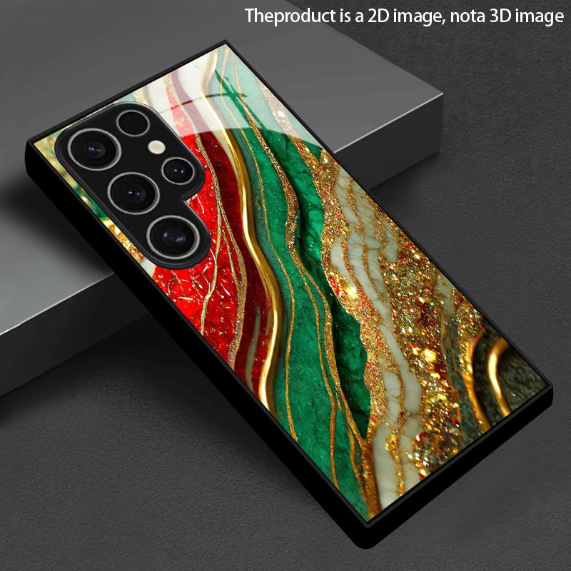 Красно-зеленый чехол для телефона с минеральным узором, 2D, для Samsung S26 S25 S24 S23 S22 S21 S20 A55 A54 A53, защитная крышка из закаленного стекла