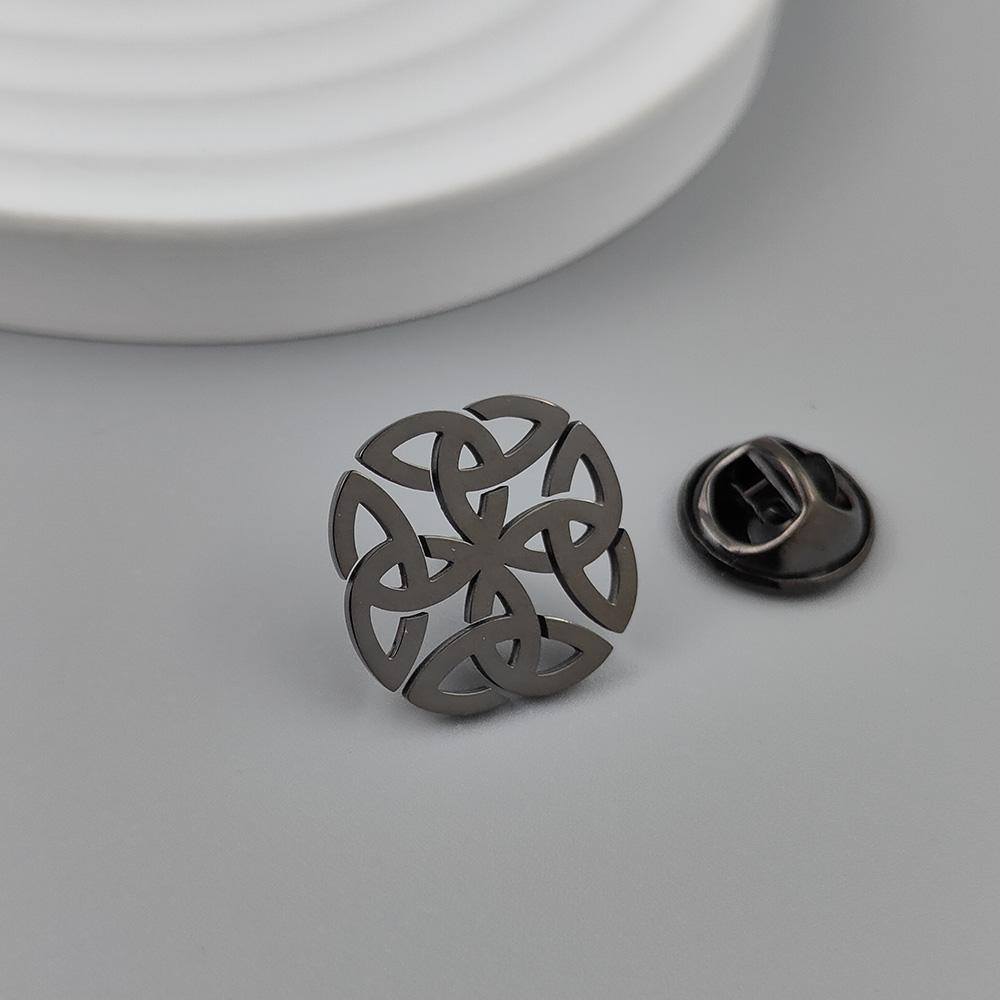 Круглый значок с кельтским узлом с золотым покрытием, булавка на лацкан пиджака из нержавеющей стали черного цвета, женская кнопка против наступания на ноги, мужская брошь