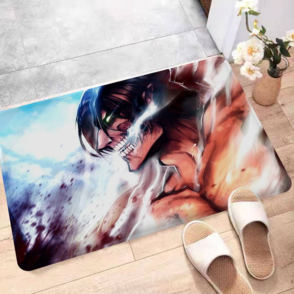 Мультяшный коврик для входной двери Атака Титанов, моющийся, нескользящий, коврик для зоны дивана и кресел в гостиной, кухонный приветственный коврик
