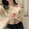 Autumn Winter Irregular Off Shoulder Sexy Sweater Ladies Lace-up Slim Fit Long Sleeve Knitted Women's Sweaters Solid Casual Female Jumpers Tops 30981