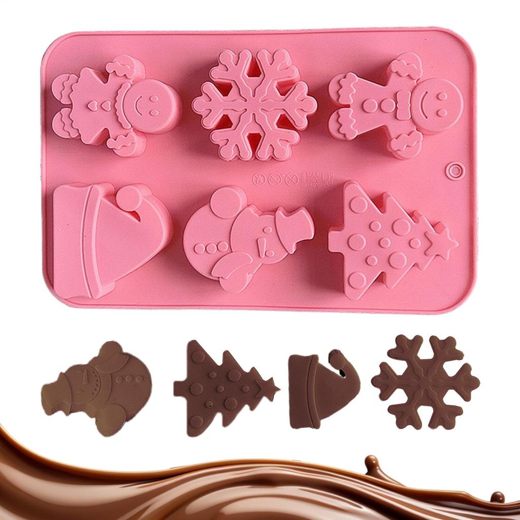 Рождественская силиконовая форма для конфет 6 ячеек 3D форма для шоколада форма в виде рождественской елки снеговика пряничного человечка для десерта