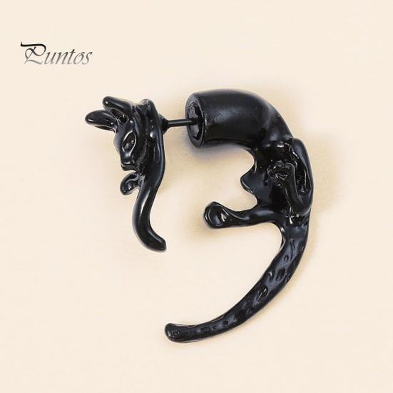 1 пара серег-гвоздиков в готическом темном стиле с имитацией динозавра и кошки, креативные серьги-гвоздики в стиле хип-хоп и рок, модные аксессуары