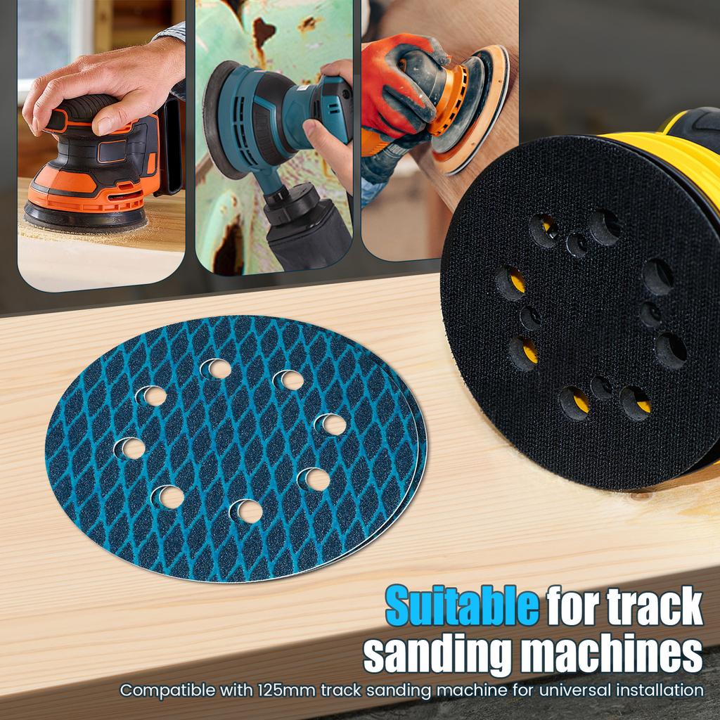 Набор шлифовальных дисков 100 шт. 5" 125 мм 8 отверстий на липучке Шлифовальные листы 60-320 зернистости Шлифовальный диск с защитой от забивания для дерева, металла, стекла