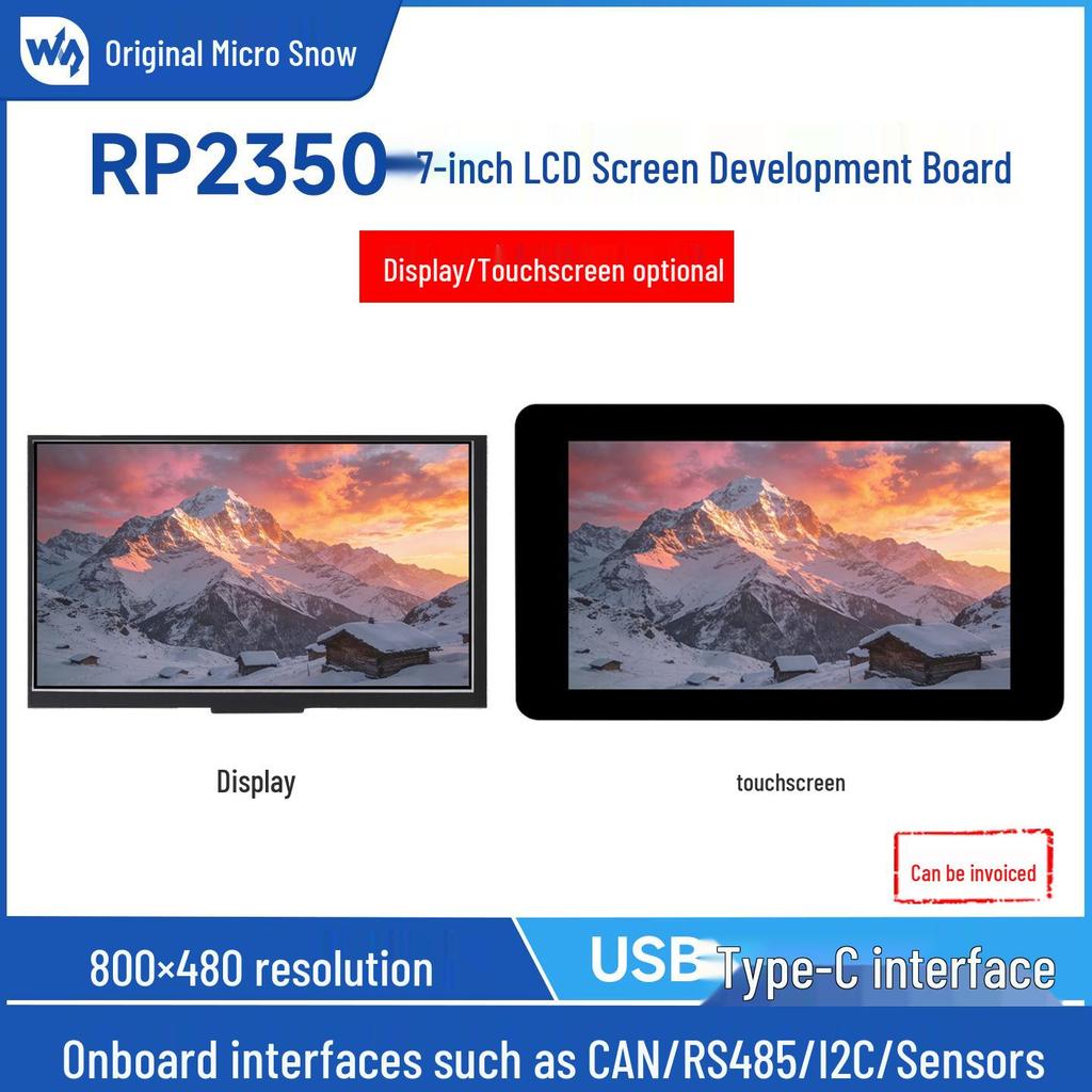 RP2350 7-Inch LCD Development Board, 800x480 Resolution, 65K Colors, Dual-Core, Dual-Frame