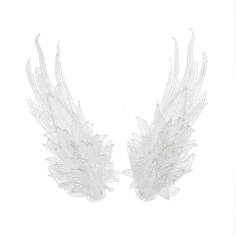 Lolita Angel Devil Wings Hair Clips Black White Embroidered Pair Women