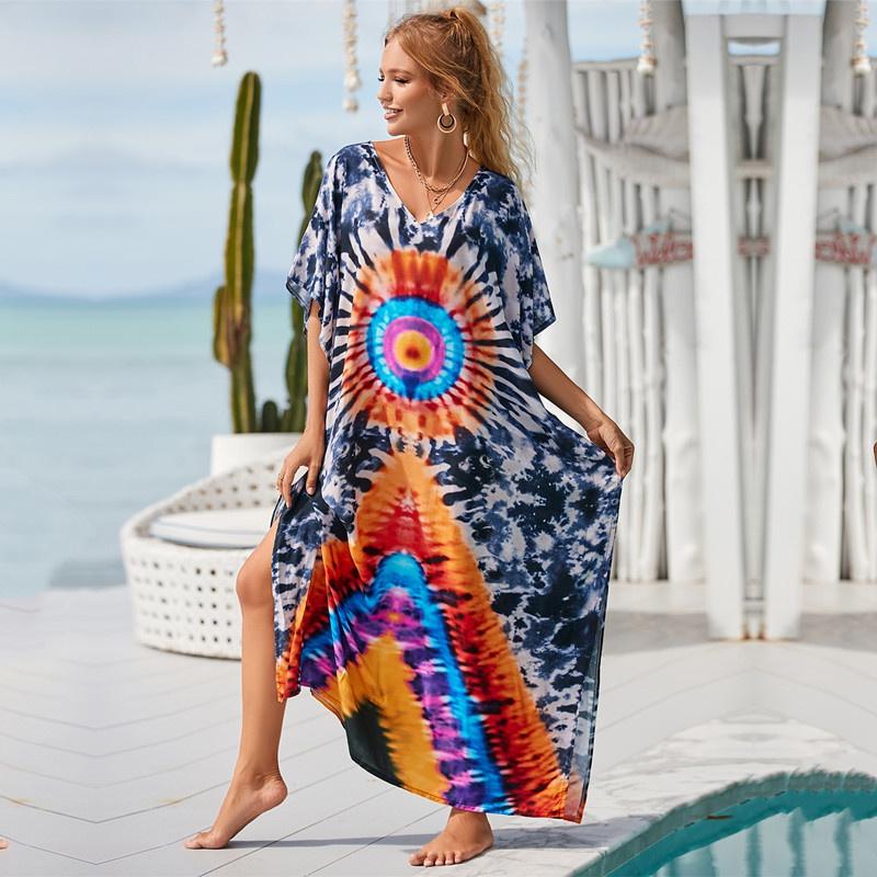 Cotton Long Beach Dress Cover-Ups for Women Pareo De Plage Swimsuit Cover Up Beach Sarongs Swimwear Kaftan Beachwear EMA