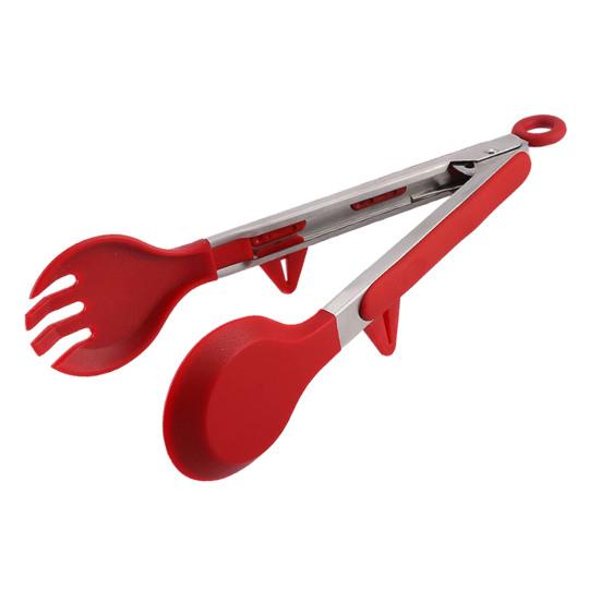 Щипцы для еды, устойчивые к царапинам, с подставкой. Удобная термостойкая ручка. Универсальный зажим для еды.