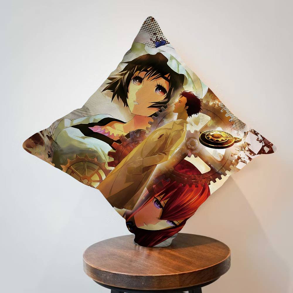 Anime Steins Gate Pillow Gift Home Office Decoration Bedroom Sofa Car Cushion Cover case x
