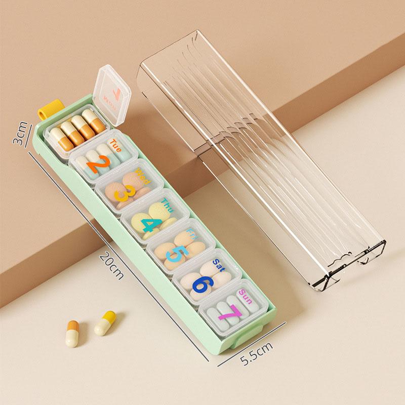 Candy Color Weekly Pill Organizer BPA Free Travel 7 Day Pill Box Case Large Compartment For Vitamins Supplements and Medication