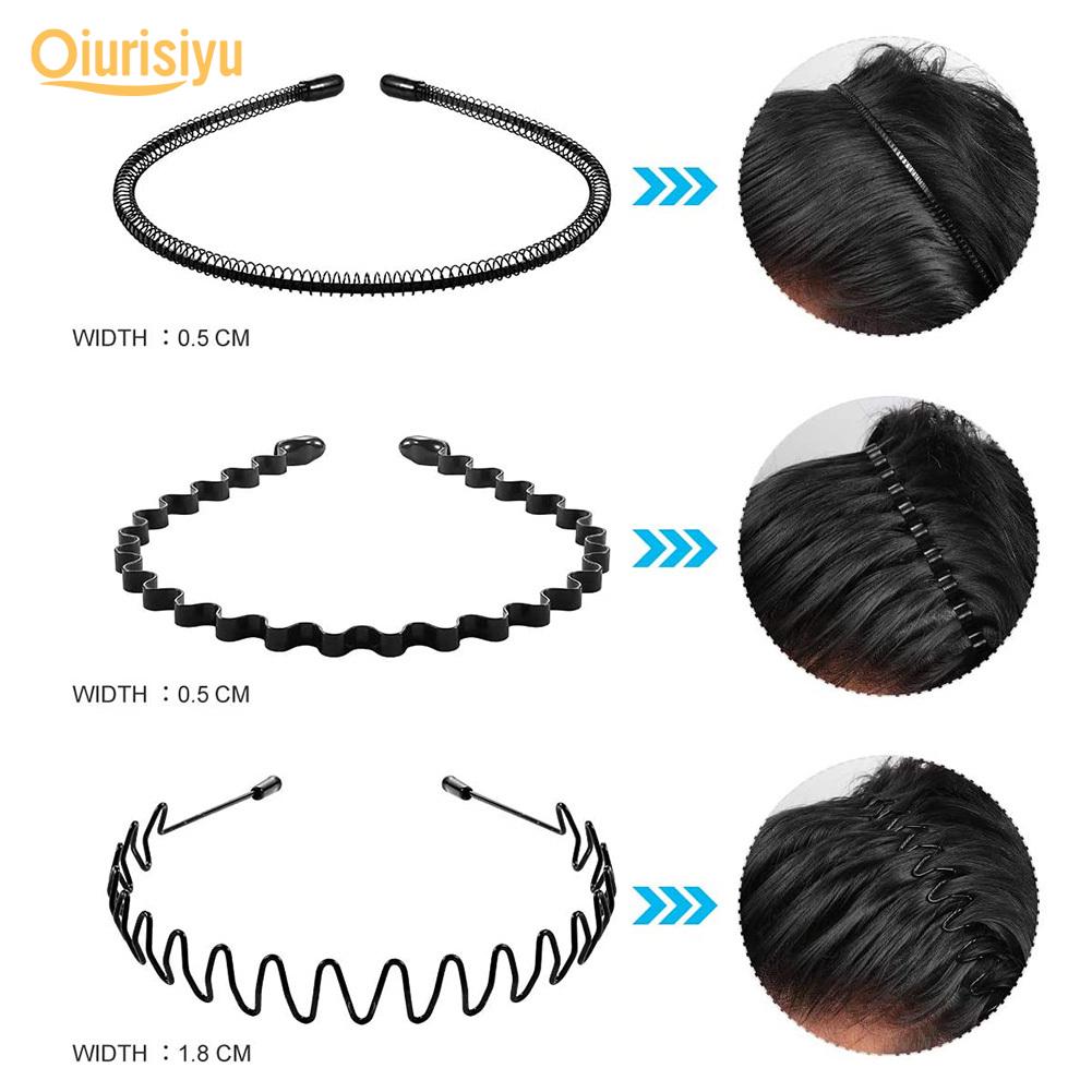 Мужская металлическая волнистая повязка на голову, заколки для волос, обруч для волос