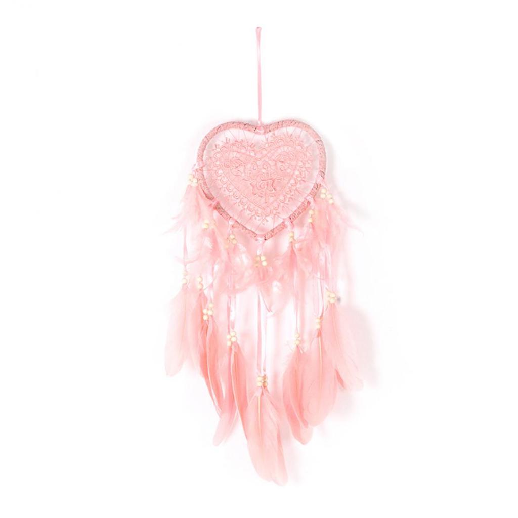 Catcher Heart Feather Dream Beads Girl Room Wall Hanging Window Ornament Decor