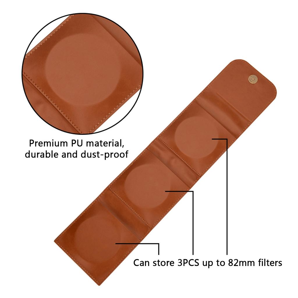 PRO TANLE Filter Hard Storage Case PU Leather Protective Bag Dust-Proof Carrying Punch Holds 3PCS