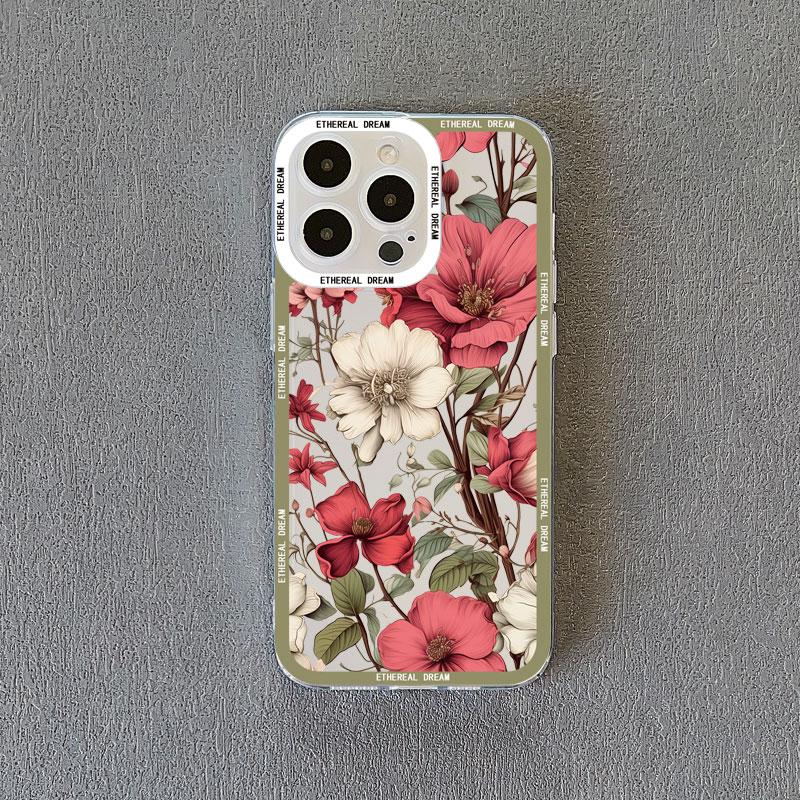 Винтажный прозрачный чехол с цветами для iPhone 15 14 Pro Max 12 11 13 Pro Max 7 8 14 15 Plus SE2 X XR XS, задние крышки с бабочками и растениями