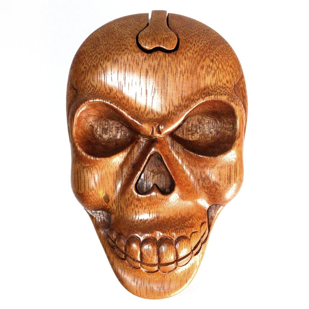 Skull Wooden Puzzle Box With Hidden Compartment