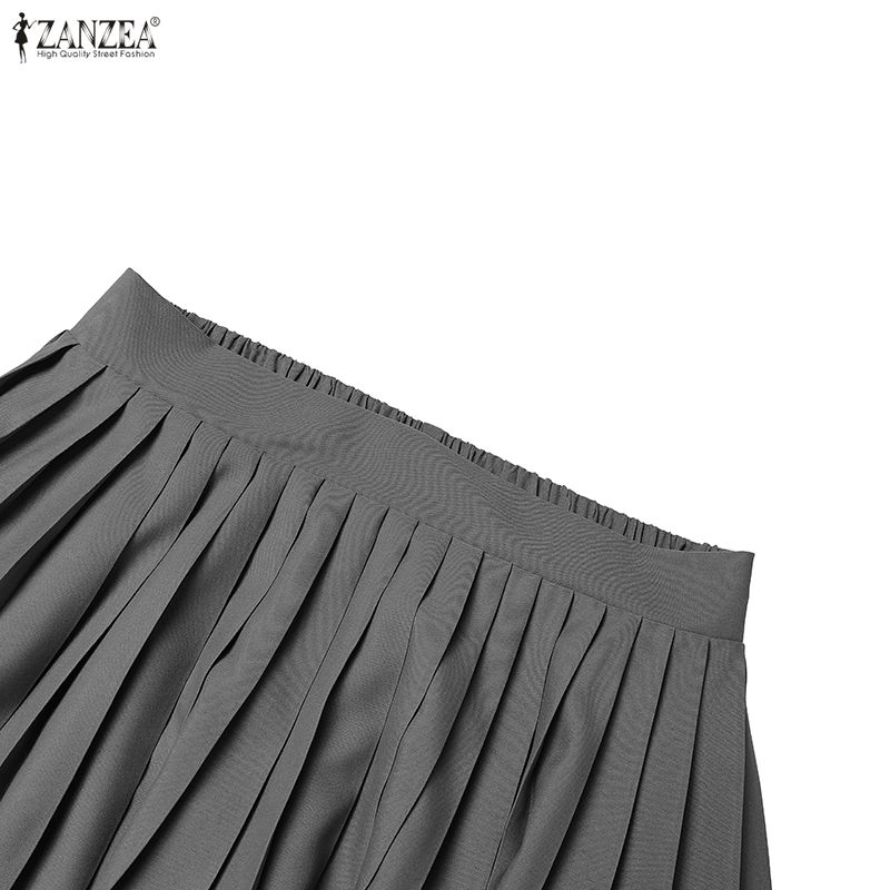 ZANZEA Женские повседневные свободные длинные юбки с эластичной резинкой на талии